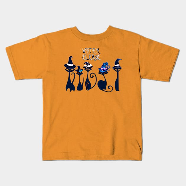 Witch Please! Vintage Witch Cats Kids T-Shirt by Black Cat Alley